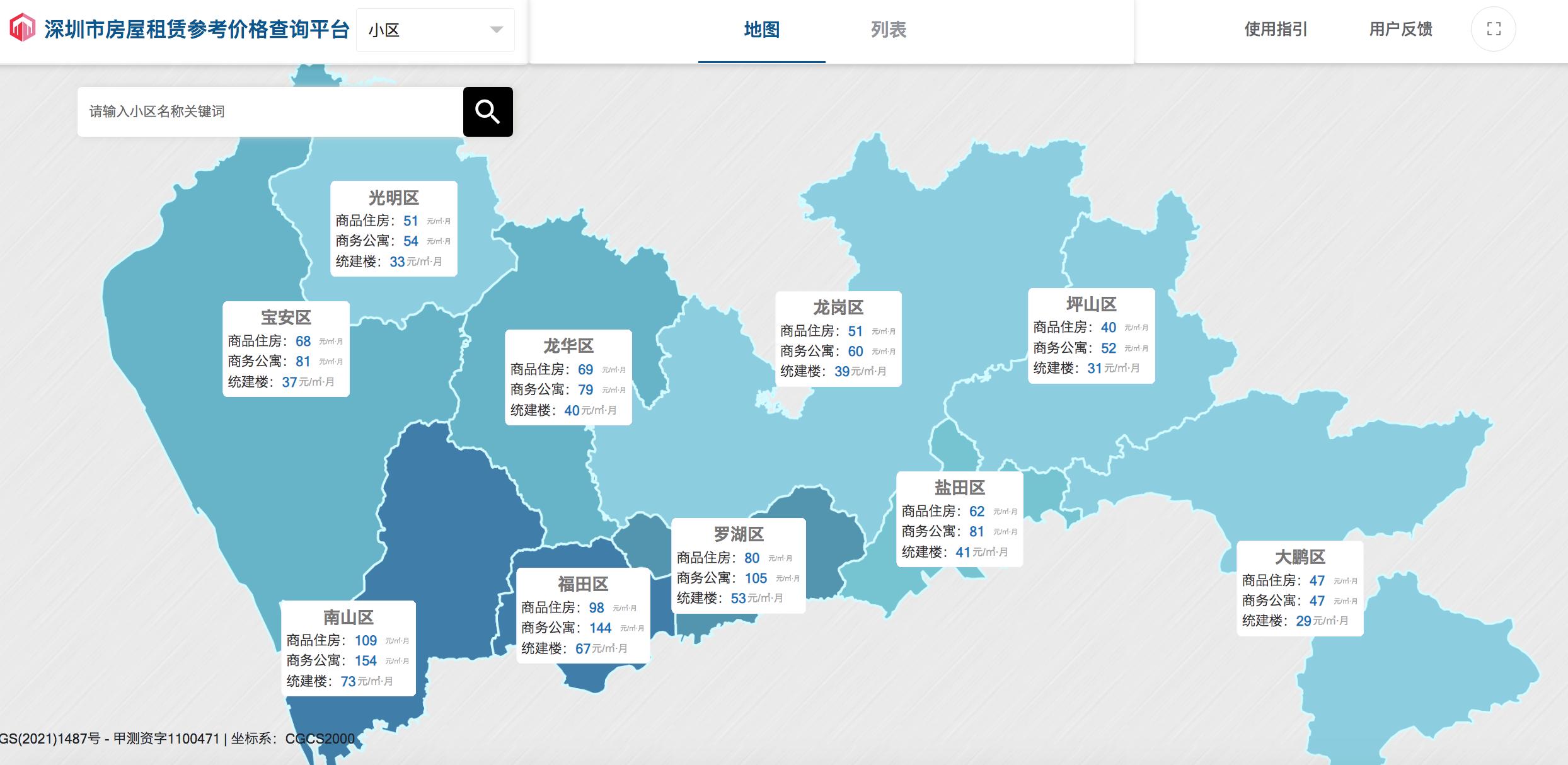 深圳發佈房屋租賃參考價格，覆蓋全市3786個商品住房樓盤