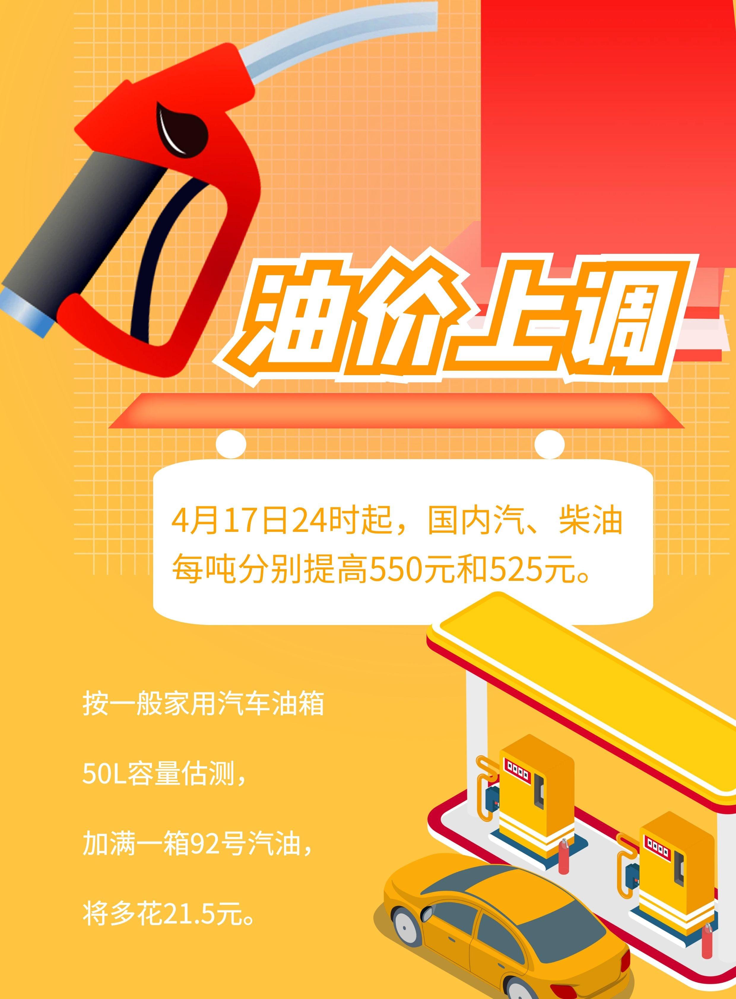 4月17日24時國內成品油價格上調 加滿一箱多花21.5元