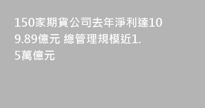150家期貨公司去年淨利達109.89億元 總管理規模近1.5萬億元