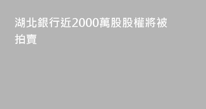 湖北銀行近2000萬股股權將被拍賣