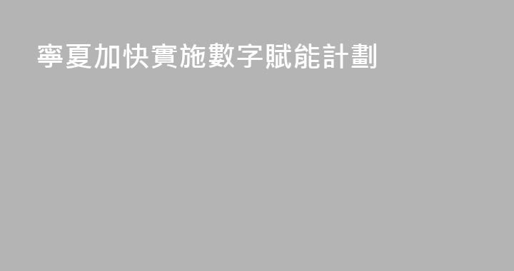 寧夏加快實施數字賦能計劃
