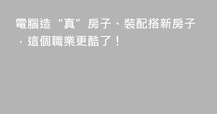 電腦造“真”房子、裝配搭新房子，這個職業更酷了！