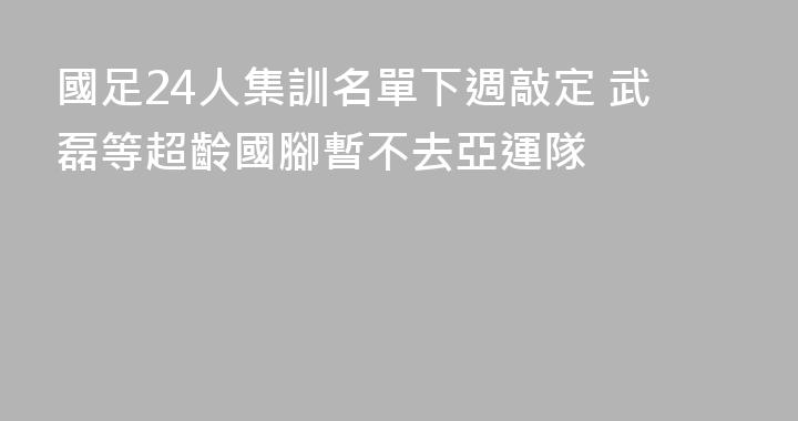 國足24人集訓名單下週敲定 武磊等超齡國腳暫不去亞運隊