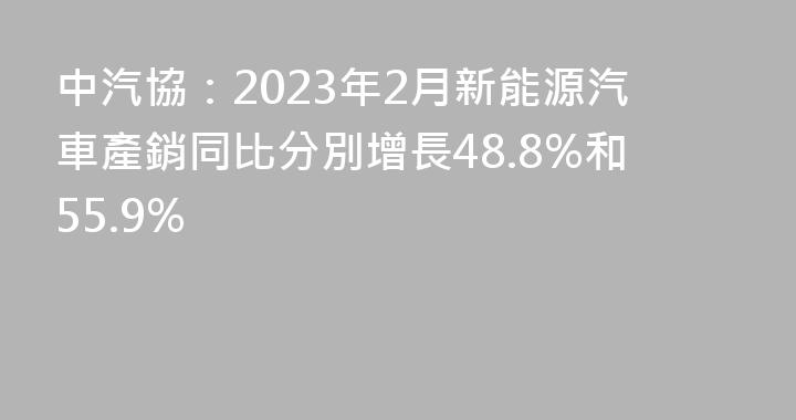 中汽協：2023年2月新能源汽車產銷同比分別增長48.8%和55.9%