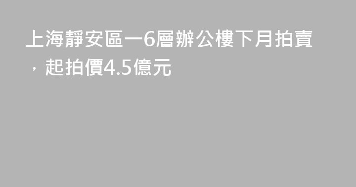 上海靜安區一6層辦公樓下月拍賣，起拍價4.5億元