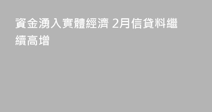 資金湧入實體經濟 2月信貸料繼續高增