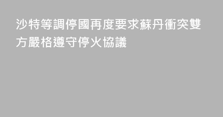 沙特等調停國再度要求蘇丹衝突雙方嚴格遵守停火協議