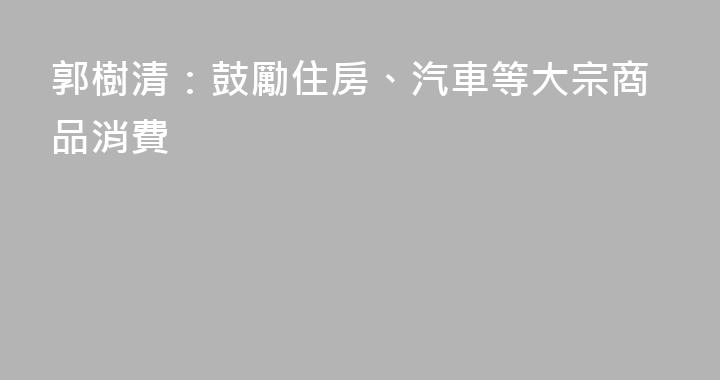 郭樹清：鼓勵住房、汽車等大宗商品消費
