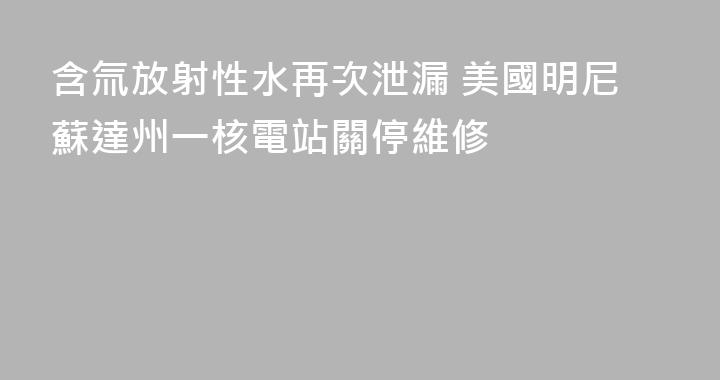 含氚放射性水再次泄漏 美國明尼蘇達州一核電站關停維修
