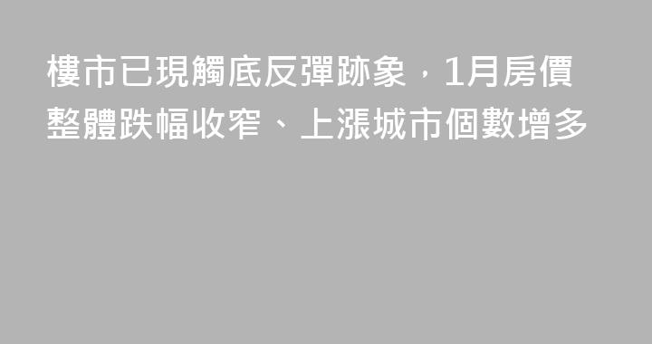 樓市已現觸底反彈跡象，1月房價整體跌幅收窄、上漲城市個數增多
