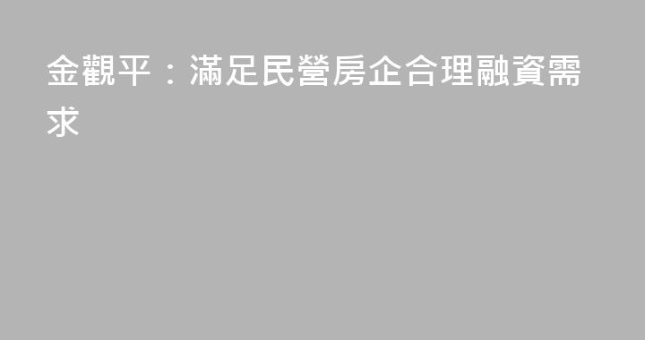 金觀平：滿足民營房企合理融資需求