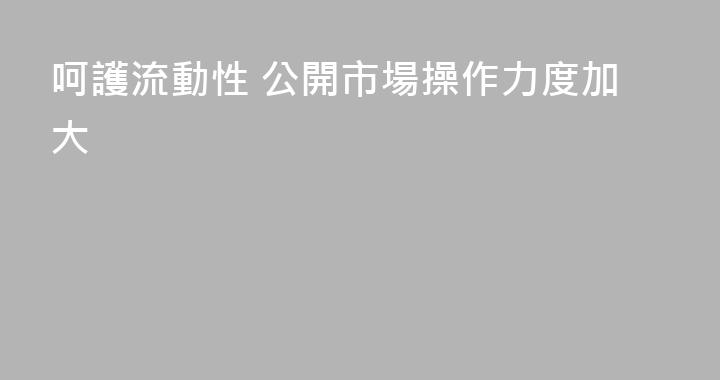 呵護流動性 公開市場操作力度加大