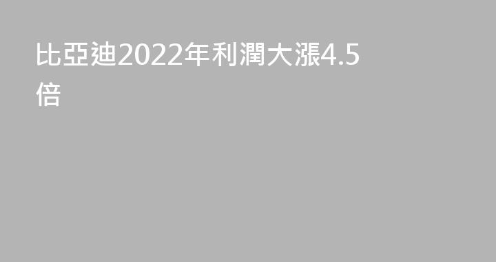 比亞迪2022年利潤大漲4.5倍
