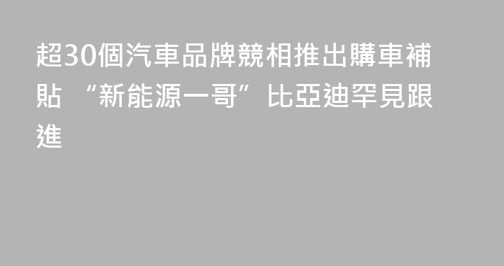 超30個汽車品牌競相推出購車補貼 “新能源一哥”比亞迪罕見跟進