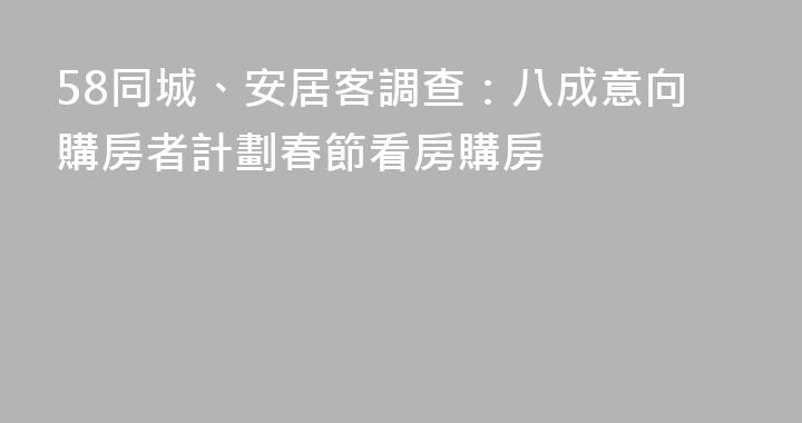 58同城、安居客調查：八成意向購房者計劃春節看房購房