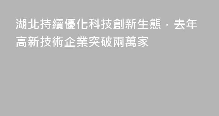 湖北持續優化科技創新生態，去年高新技術企業突破兩萬家