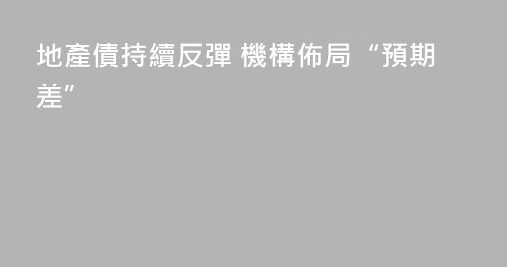 地產債持續反彈 機構佈局“預期差”
