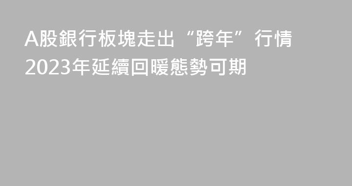 A股銀行板塊走出“跨年”行情 2023年延續回暖態勢可期