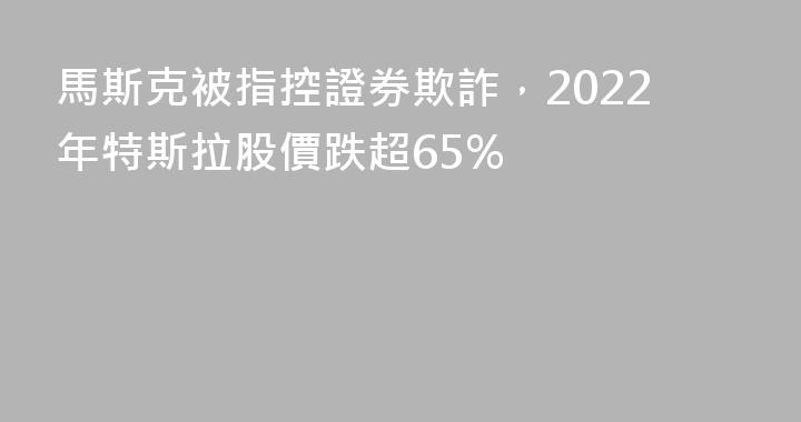 馬斯克被指控證券欺詐，2022年特斯拉股價跌超65%