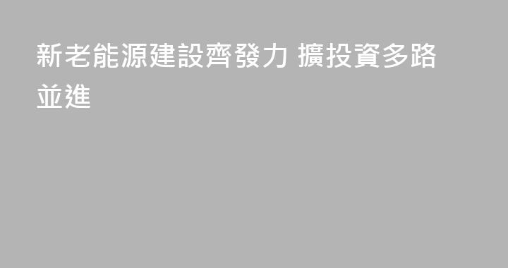 新老能源建設齊發力 擴投資多路並進