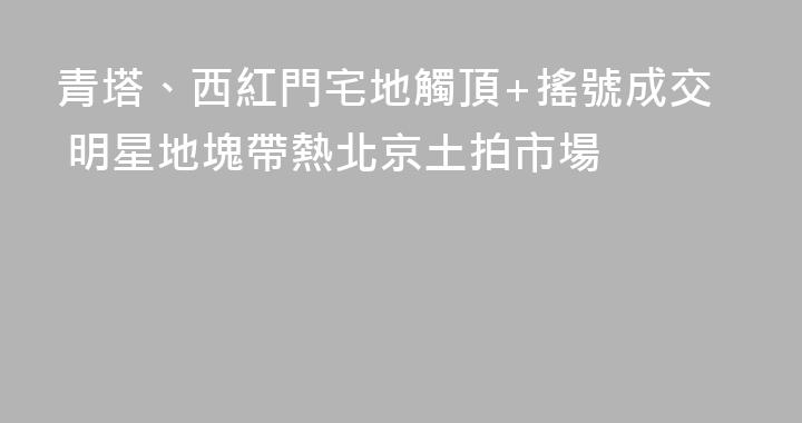 青塔、西紅門宅地觸頂+搖號成交 明星地塊帶熱北京土拍市場