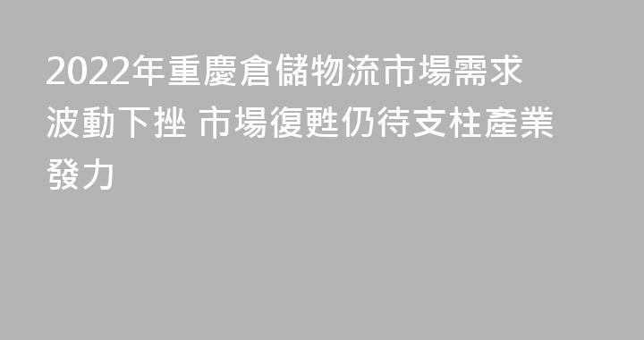 2022年重慶倉儲物流市場需求波動下挫 市場復甦仍待支柱產業發力
