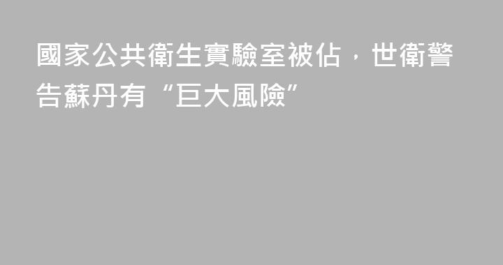 國家公共衛生實驗室被佔，世衛警告蘇丹有“巨大風險”