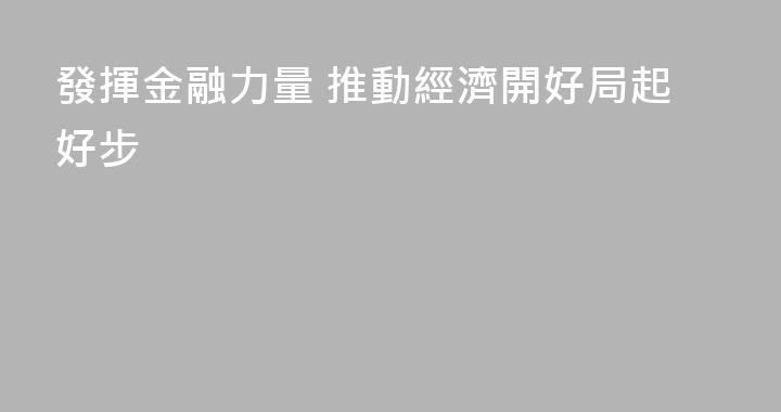 發揮金融力量 推動經濟開好局起好步