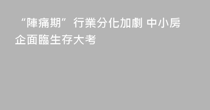 “陣痛期”行業分化加劇 中小房企面臨生存大考