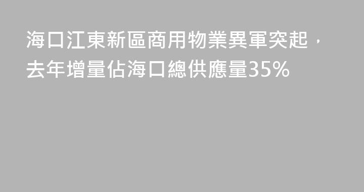 海口江東新區商用物業異軍突起，去年增量佔海口總供應量35%