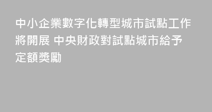 中小企業數字化轉型城市試點工作將開展 中央財政對試點城市給予定額獎勵