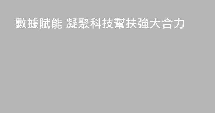 數據賦能 凝聚科技幫扶強大合力