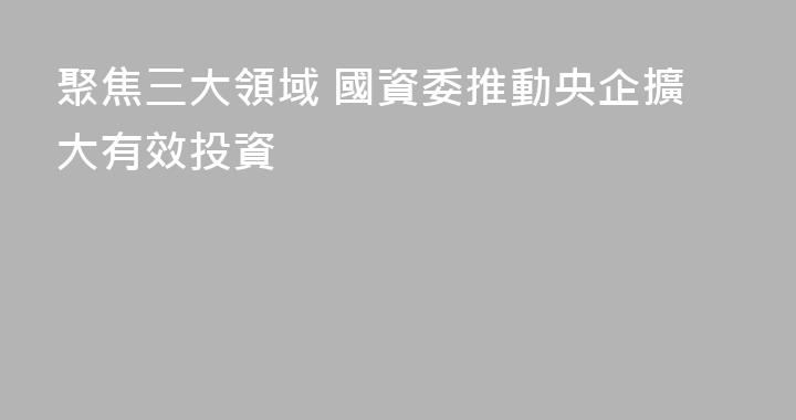 聚焦三大領域 國資委推動央企擴大有效投資