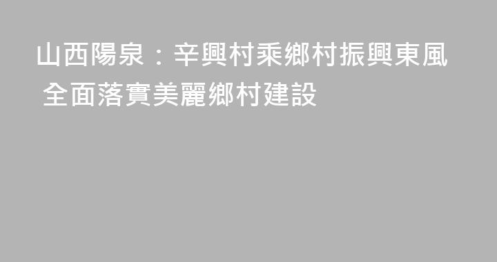 山西陽泉：辛興村乘鄉村振興東風 全面落實美麗鄉村建設