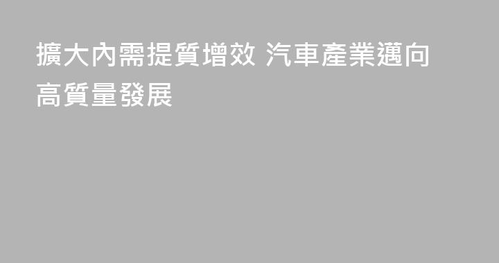 擴大內需提質增效 汽車產業邁向高質量發展