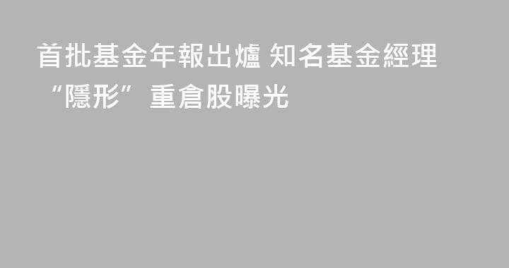 首批基金年報出爐 知名基金經理“隱形”重倉股曝光