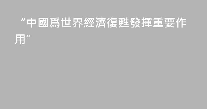 “中國爲世界經濟復甦發揮重要作用”