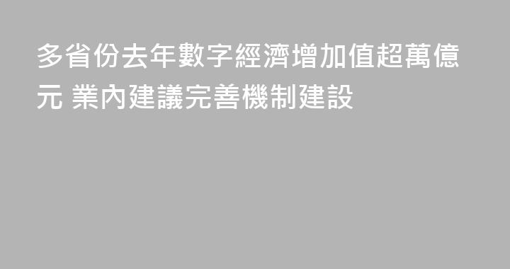 多省份去年數字經濟增加值超萬億元 業內建議完善機制建設