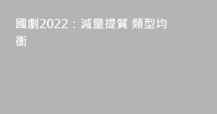 國劇2022：減量提質 類型均衡