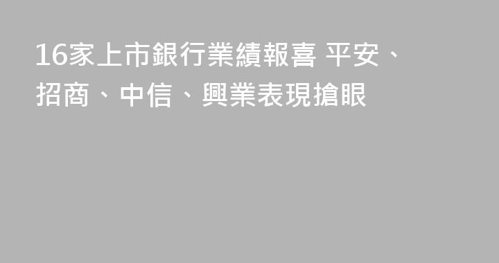 16家上市銀行業績報喜 平安、招商、中信、興業表現搶眼