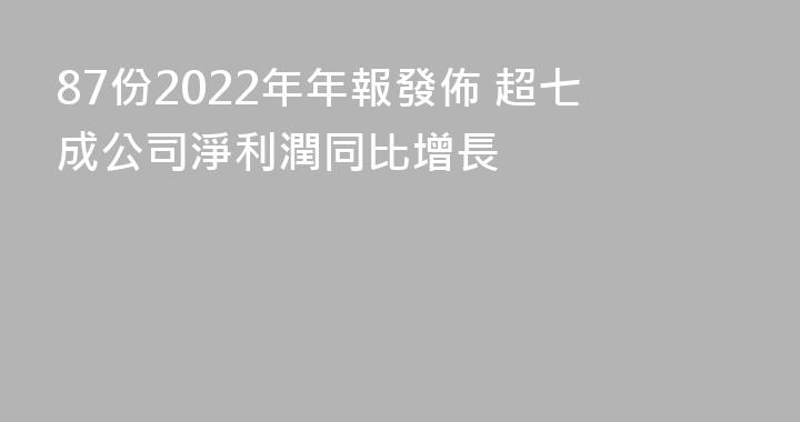 87份2022年年報發佈 超七成公司淨利潤同比增長