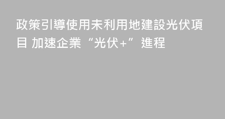 政策引導使用未利用地建設光伏項目 加速企業“光伏+”進程