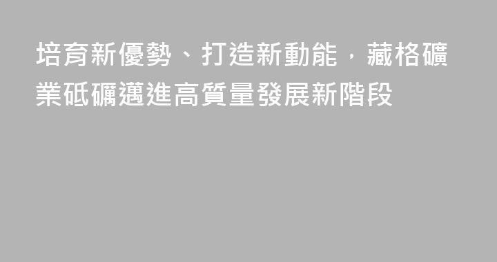 培育新優勢、打造新動能，藏格礦業砥礪邁進高質量發展新階段