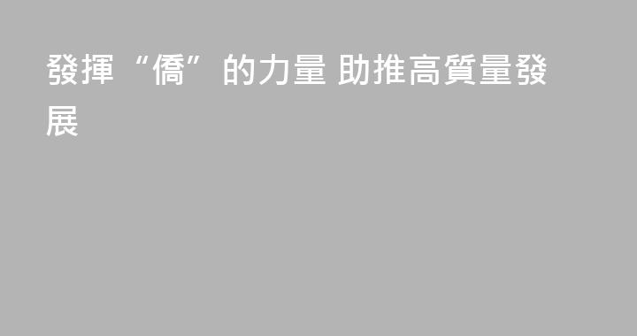 發揮“僑”的力量 助推高質量發展