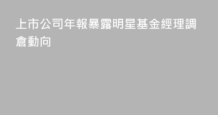 上市公司年報暴露明星基金經理調倉動向
