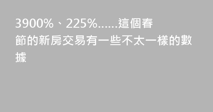 3900%、225%……這個春節的新房交易有一些不太一樣的數據