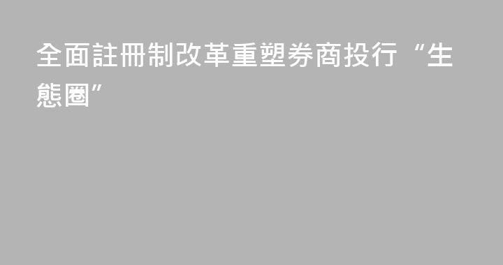 全面註冊制改革重塑券商投行“生態圈”