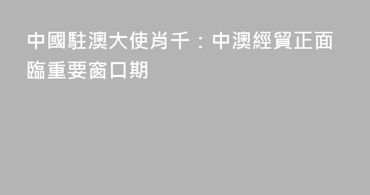 中國駐澳大使肖千：中澳經貿正面臨重要窗口期