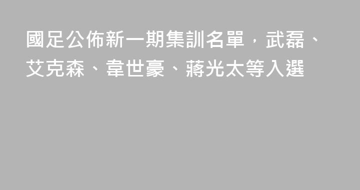 國足公佈新一期集訓名單，武磊、艾克森、韋世豪、蔣光太等入選