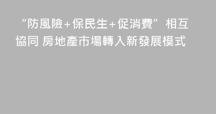 “防風險+保民生+促消費”相互協同 房地產市場轉入新發展模式